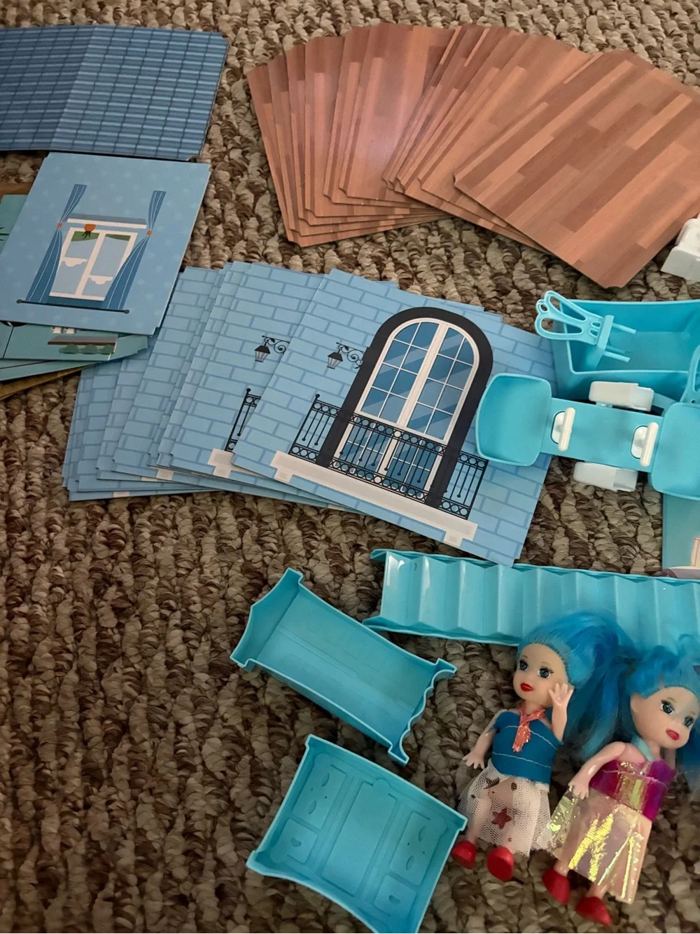Blue Mini Dollhouse Furniture & Accessories Set - Home Party Supplies